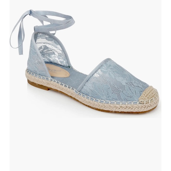 Jewel Badgley Women's 10 Devisha Lace Espadrille Flats Powered Blue Ballerina - Picture 1 of 16